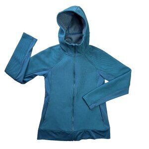 Under Armour Cold Gear Jacket Womens M Fitted Green Infared Full Zip Hooded Knit